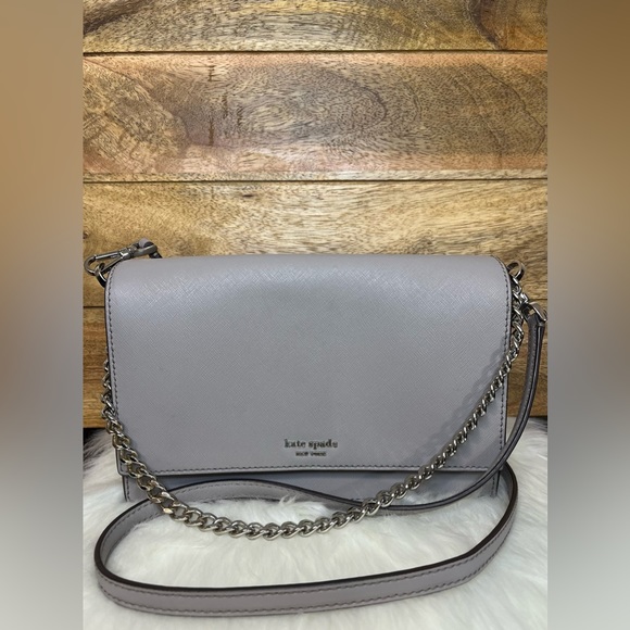 kate spade Handbags - Kate Spade Gray Cameron Convertible Crossbody with Silver Chain Accent